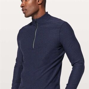 Lululemon Surge Warm 1/2 Zip Heathered Hero Blue / Black M